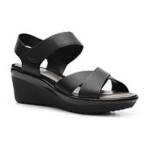 Easy Spirit Black Leather ‘Cedella’ Platform Wedge Sandal 7